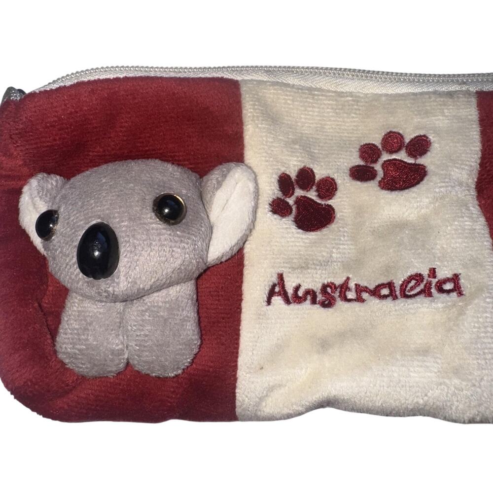AUSTRALIA KOALA PLUSH ZIPPER CASE STRIPED COSMETIC POUCH BAG BUNDLE SET